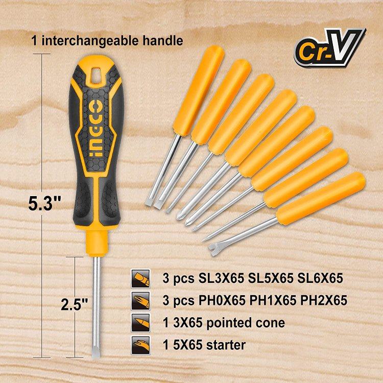 پیچ گوشتی اینکو مدل AKISD-0901 مجموعه 9 عددی