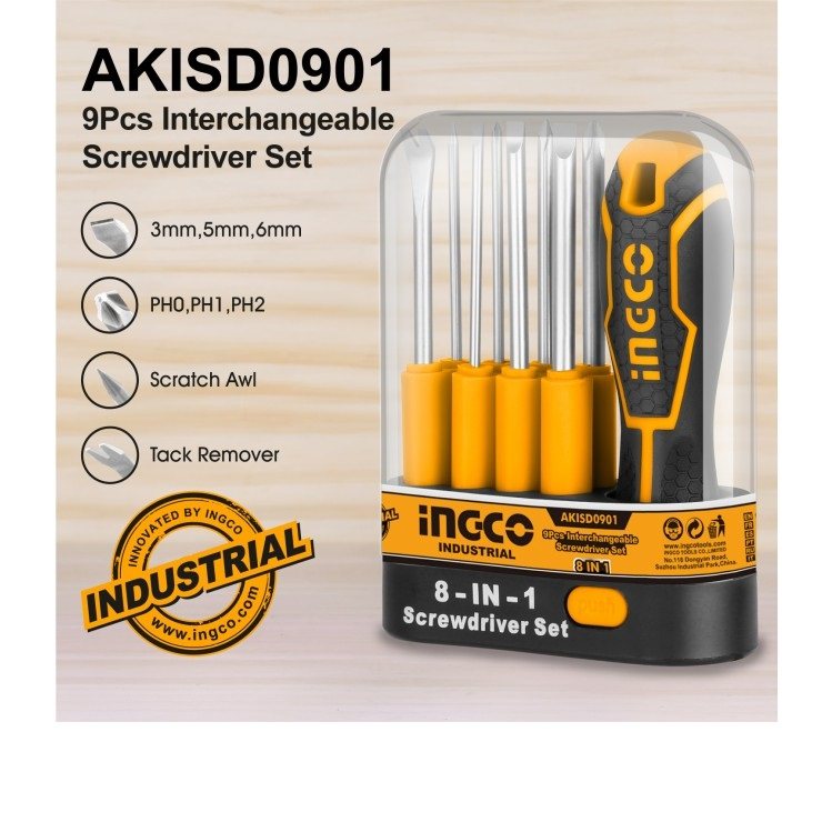 پیچ گوشتی اینکو مدل AKISD-0901 مجموعه 9 عددی