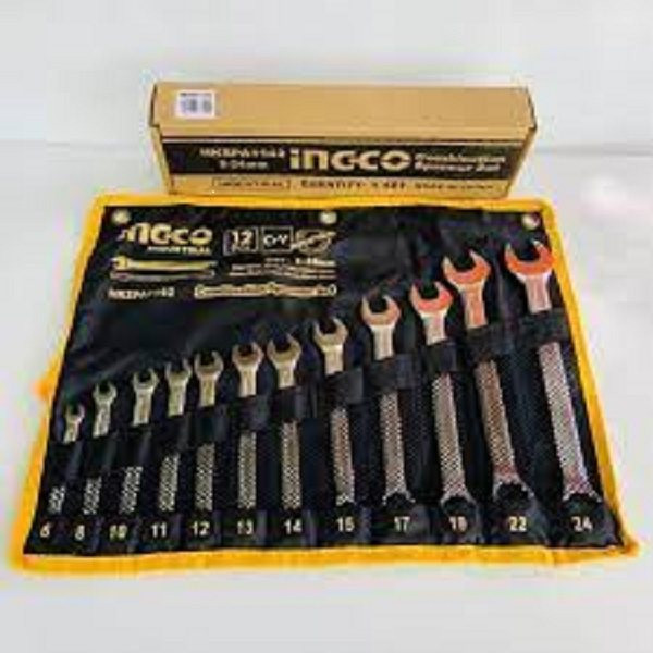 آچار یکسر تخت یک سر رینگی اینکو مدل HHKSPA1142 مجموعه 12 عددی