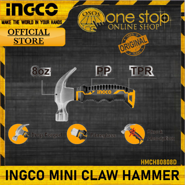 چکش اینکو مدل HMCH-80808D میخ کش دسته کوتاه وزن 340 گرم