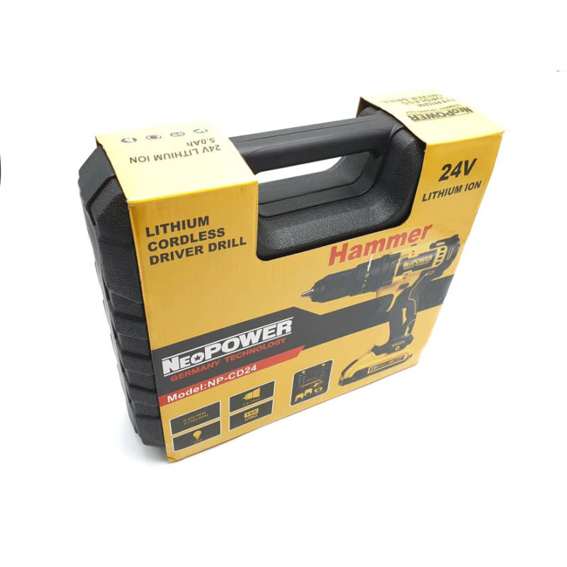 دریل پیچ گوشتی شارژی چکشی نئوپاور مدل NP-CD24 مجموعه 29 عددی