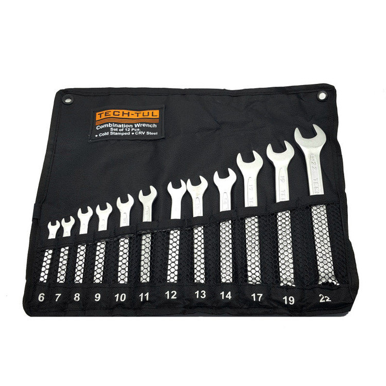 آچار یکسر تخت و یکسر رینگی تک تول مدل cRV STEEL مجموعه 12 عددی