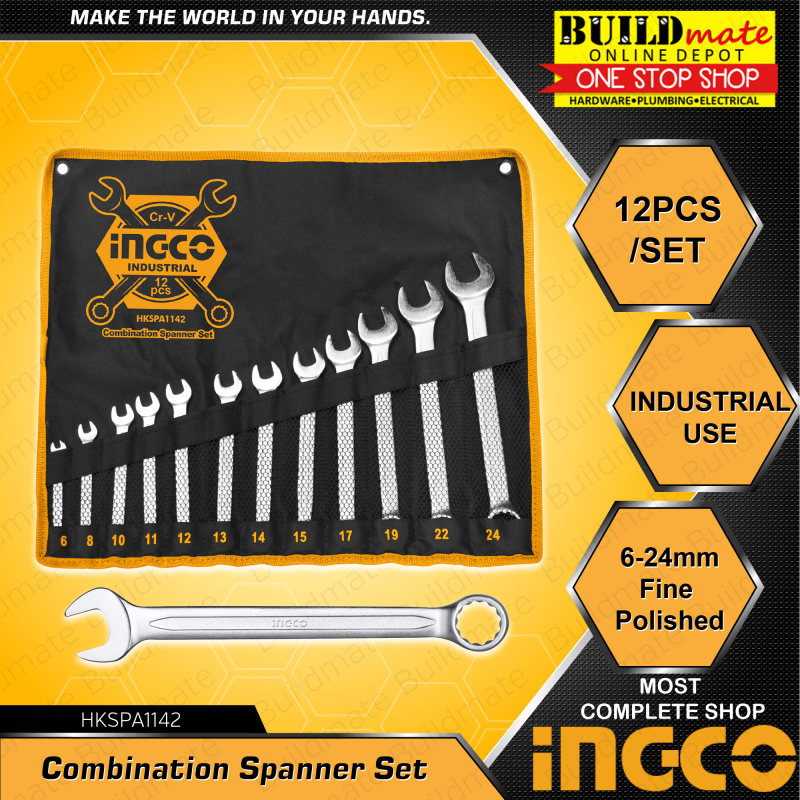 آچار یکسر تخت و یکسر رینگی اینکو مدل HKSPA-1142-12pcs مجموعه 12 عددی