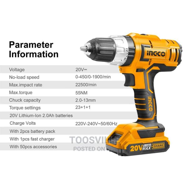 دریل پیچ گوشتی چکشی شارژی اینکو مدل CIDLI-20031-20v
