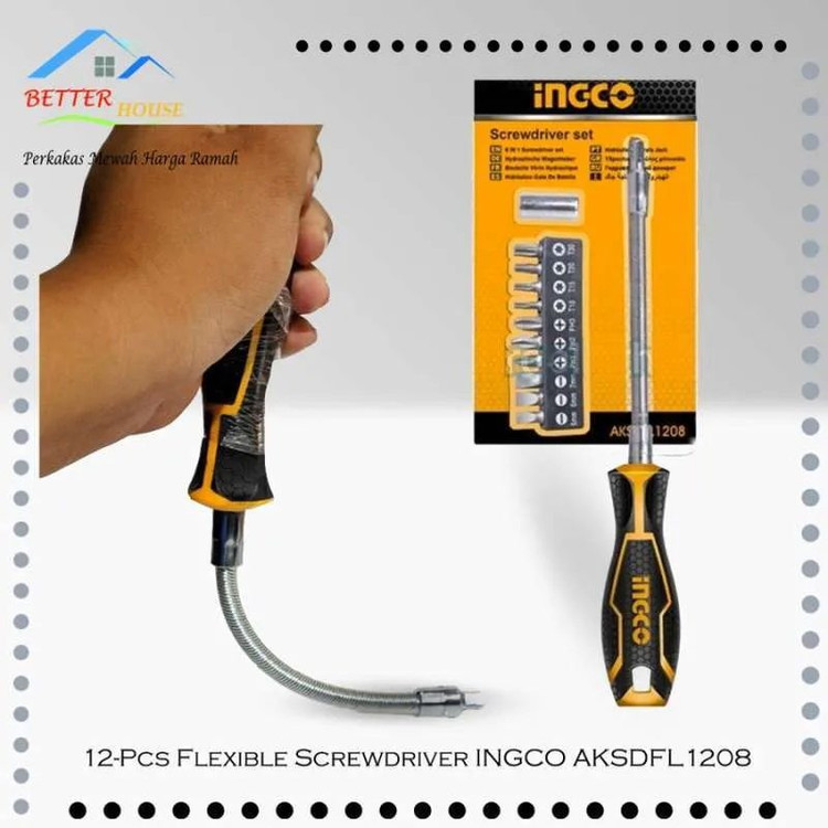 پیچ گوشتی اینکو مدل AKSDFL-1208 مجموعه 12 عددی