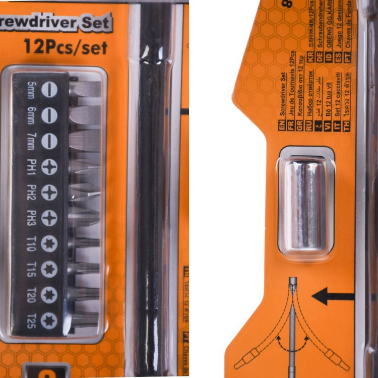 پیچ گوشتی اینکو مدل AKSDFL-1208 مجموعه 12 عددی
