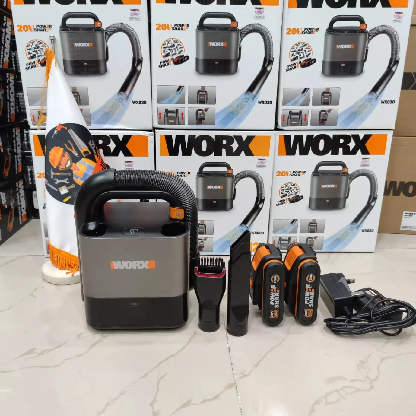 جاروبرقی Worx Cube Vac 20V مدل WX030.9 باتری جمع و جور و سبک