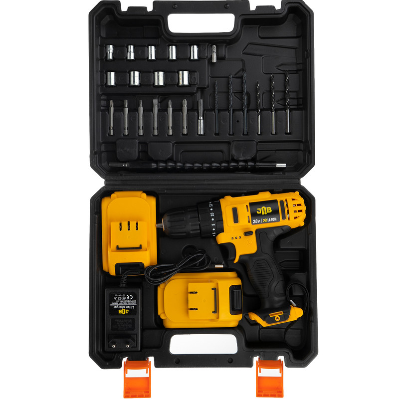 مجموعه 34 عددی دریل پیچ گوشتی شارژی چکشی صنعتی جاب مدل JBE-8828