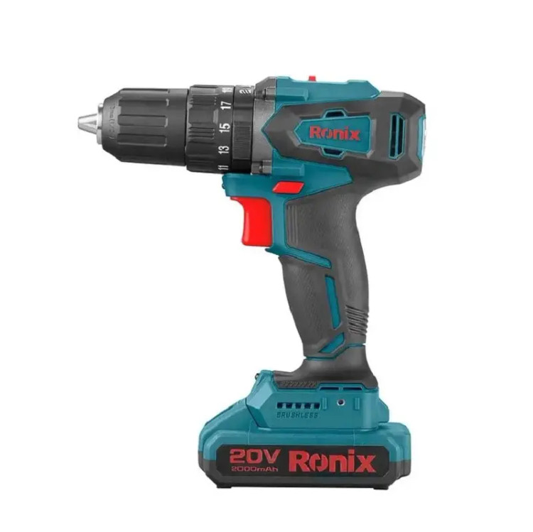 کیت دریل پیچ گوشتی چکشی شارژی 13 mm براش لس 20 ولت تاپ لاین رونیکس کد 8900k