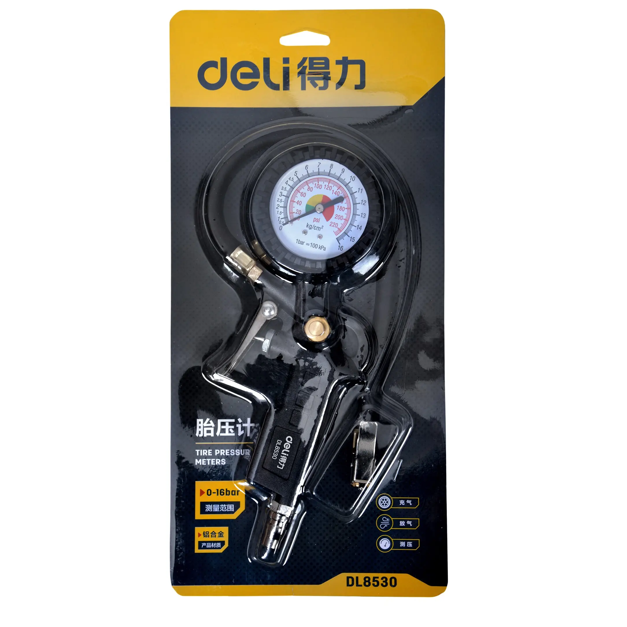 تفنگی باد گیج دار (0-220psi) DELI  کد  DL8530