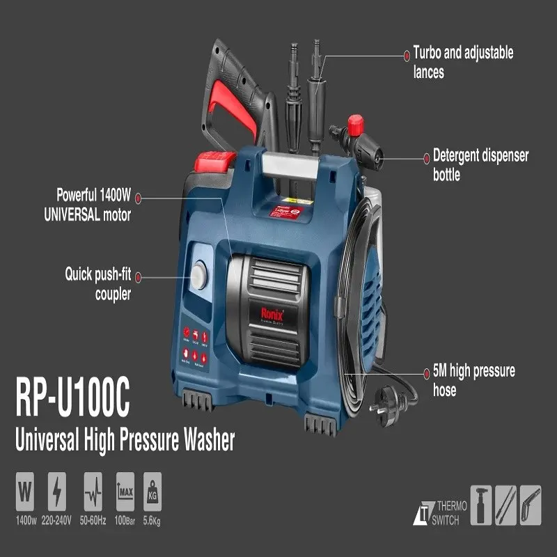 کارواش یونیورسال کامپکت (ذغالی) 100 بار 1400 وات رونیکس کد RP-U100C