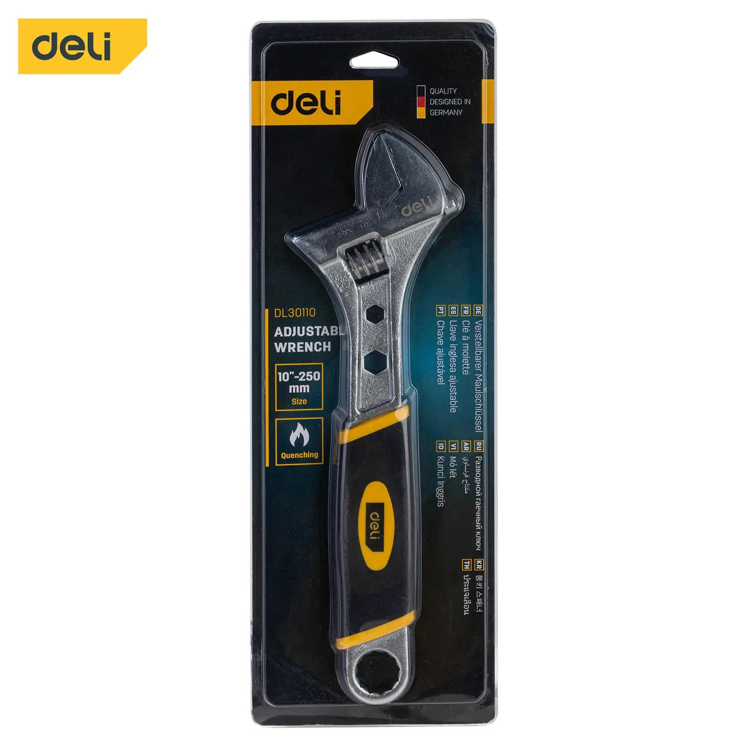 آچار فرانسه 10 اینچ دسته روکش دار برند DELI مدل DL30110