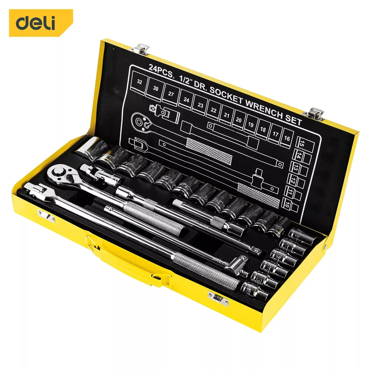 ست 24 عددی آچار بکس و سری بکس DELI  کد  DL2024T