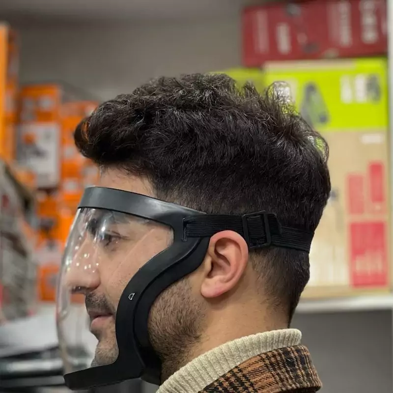 ماسک   محافظ صورت   تلق کاملا ضد بخار  مجهز به توری پلاستیکی برای نفس کشیدن راحت