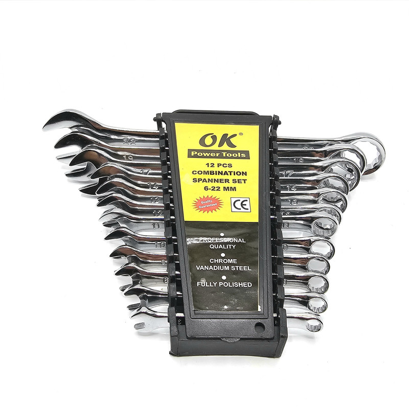 آچار یکسر تخت و یکسر رینگی اوکی مدل POWOLS کد 12 مجموعه 12 عددی
