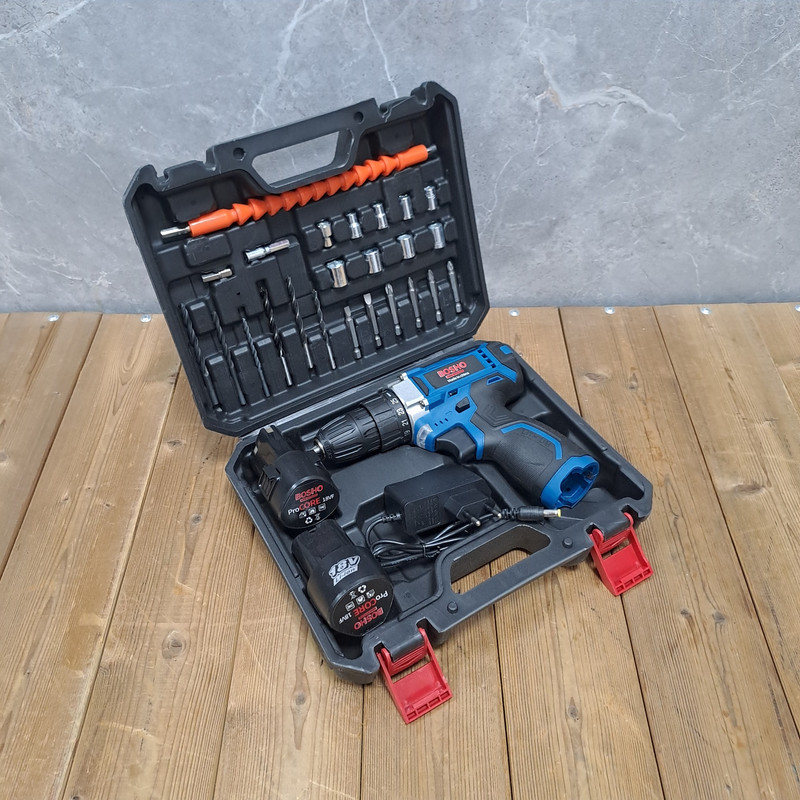 دریل پیچ گوشتی شارژی صنعتی بوشو مدل 18V مجموعه 28 عددی