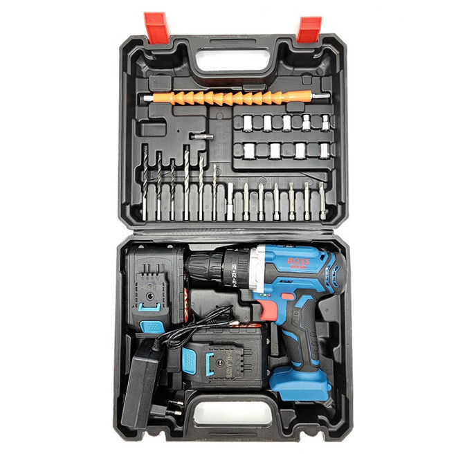 دریل پیچ گوشتی شارژی چکشی باس مدل 25V مجموعه 28 عددی