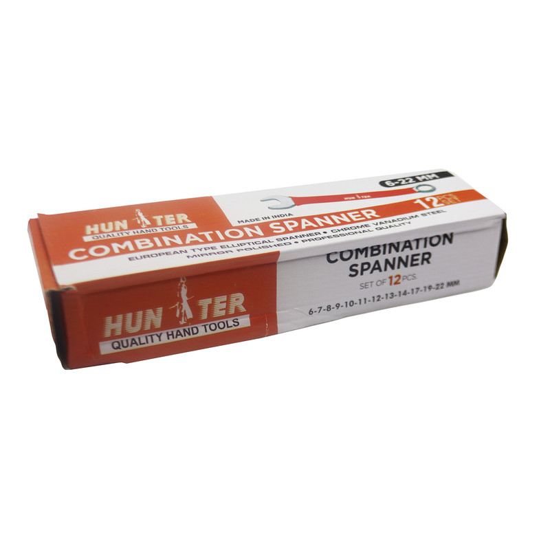 آچار یکسر تخت و یکسر رینگی هانتر مدل YP-6-22MM مجموعه 12 عددی
