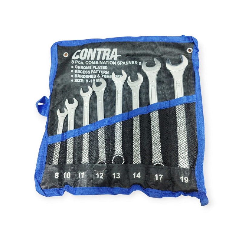 آچار یکسر تخت و یکسر رینگی کونترا مدل S8-19 مجموعه 8 عددی