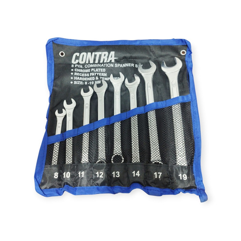 آچار یکسر تخت و یکسر رینگی کونترا مدل S8-19 مجموعه 8 عددی