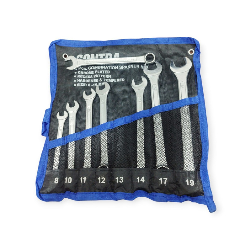 آچار یکسر تخت و یکسر رینگی کونترا مدل S8-19 مجموعه 8 عددی