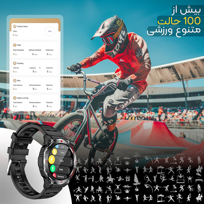 ساعت هوشمند 48 میلی متری لونکس مدل C21iX2-IPS با بند سیلیکونی