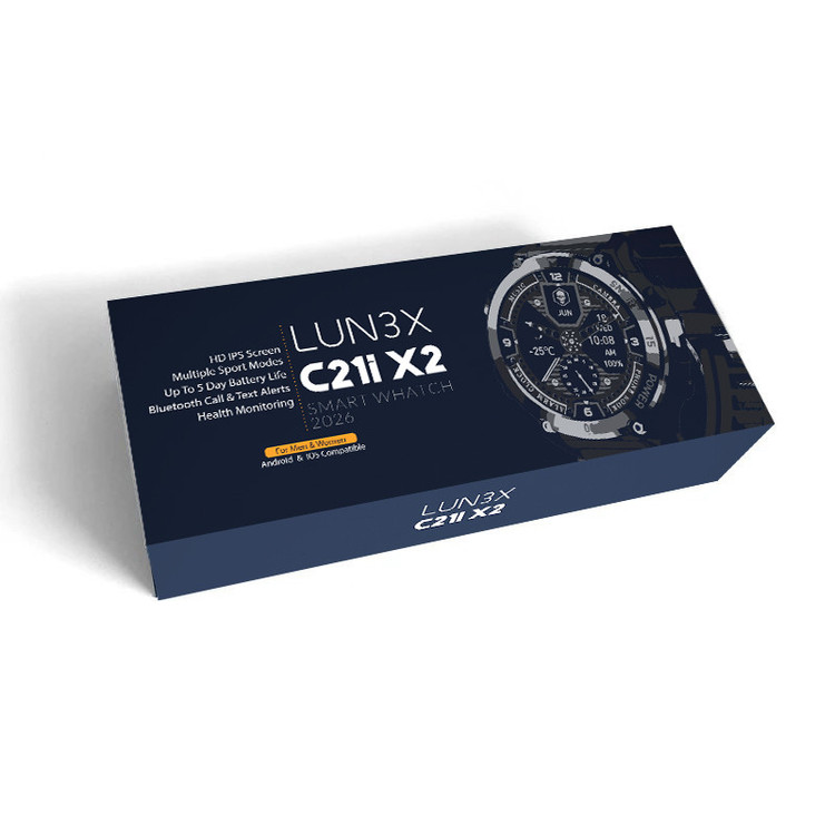 ساعت هوشمند 48 میلی متری لونکس مدل C21iX2-IPS با بند سیلیکونی