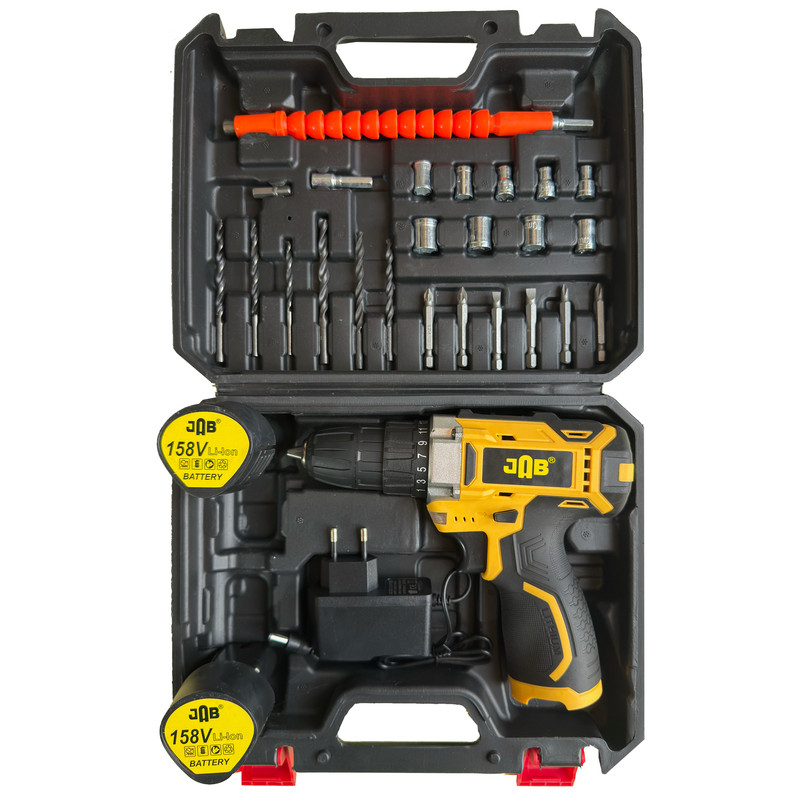 دریل پیچ گوشتی شارژی سه نظام 10 میلیمتری 158 ولت جاب مدل JB-158 Work Side مجموعه 40 عددی