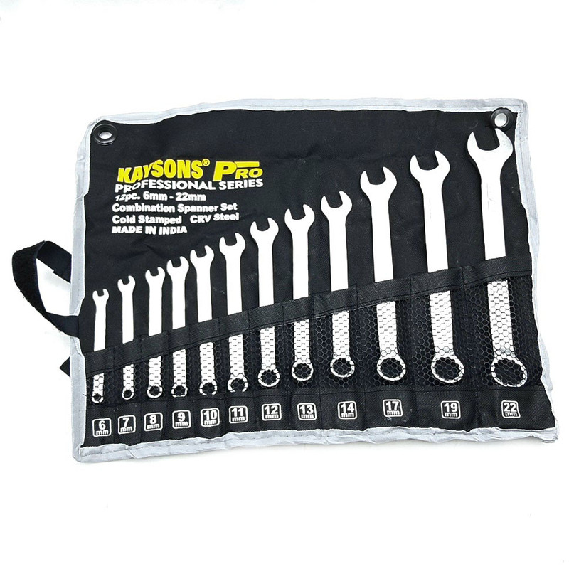 آچار یکسر تخت و یکسر رینگی کیسون مدل 6MM-22MM-12PCS مجموعه 12 عددی