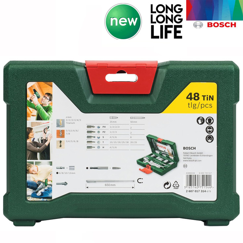 مته و سرپیچ گوشتی بوش مدل فوق حرفه ای 48 TIN - V line مجموعه 48 عددی