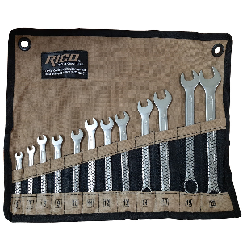 آچار یکسر تخت و یکسر رینگی ریکو تولز مدل RC6-22 مجموعه 12 عددی