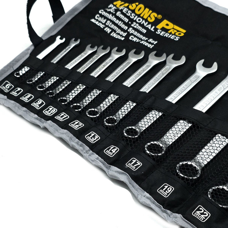 آچار یکسر تخت و یکسر رینگی کایسون مدل CRV-STEEL مجموعه 12 عددی