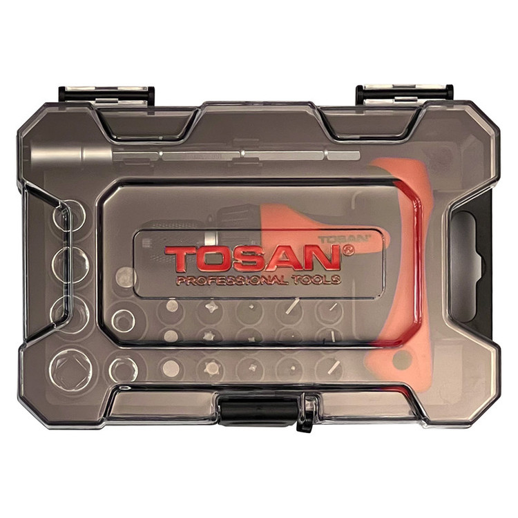 مجموعه 24 عددی سری بکس و پیچ گوشتی جغجغه ای توسن مدل T814 - S24