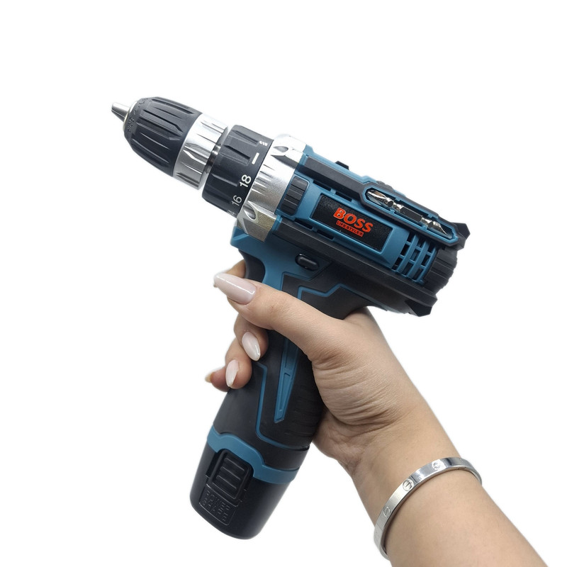 دریل پیچ گوشتی شارژی صنعتی 10 میلی متری 18ولت باس مدل 18VFـ MAX کد 01 مجموعه 26 عددی