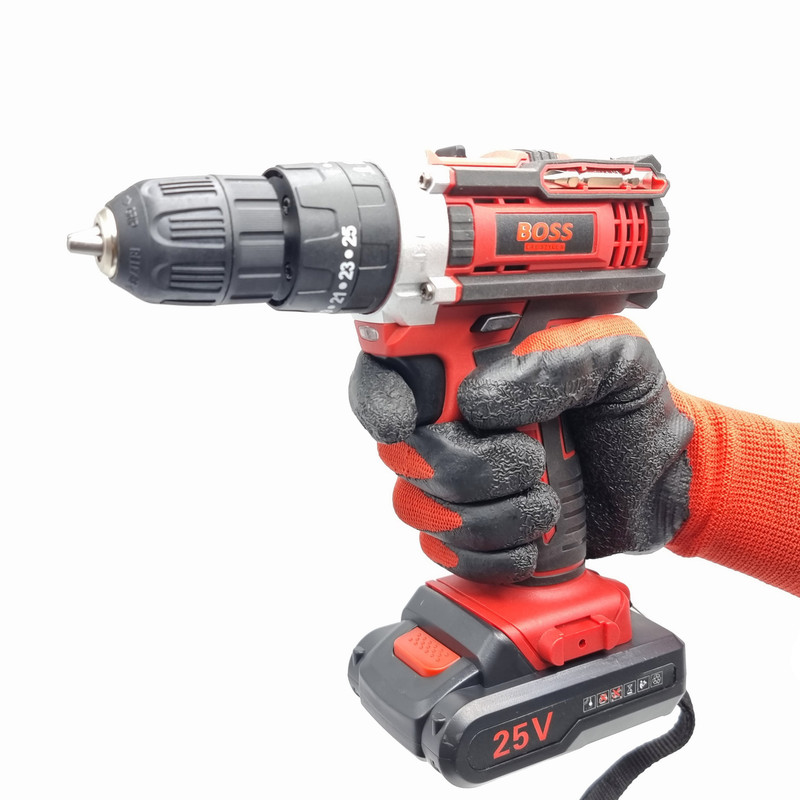 دریل پیچ گوشتی شارژی چکشی باس مدل BOSS-25V مجموعه 29 عددی