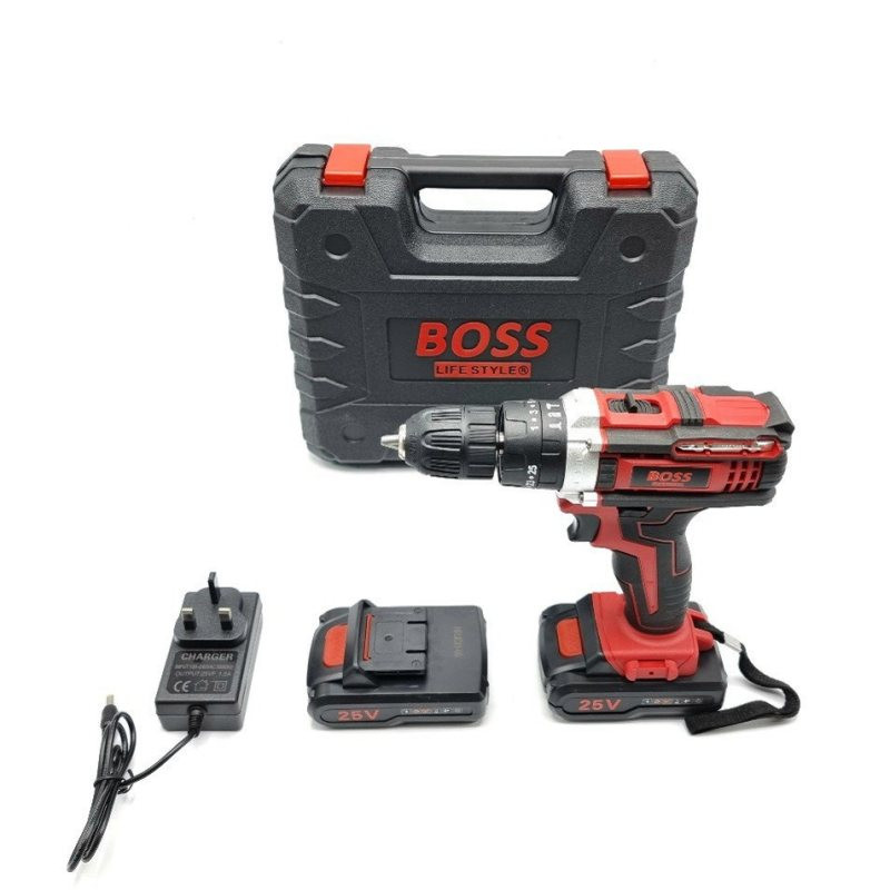 دریل پیچ گوشتی شارژی چکشی باس مدل BOSS-25V مجموعه 29 عددی