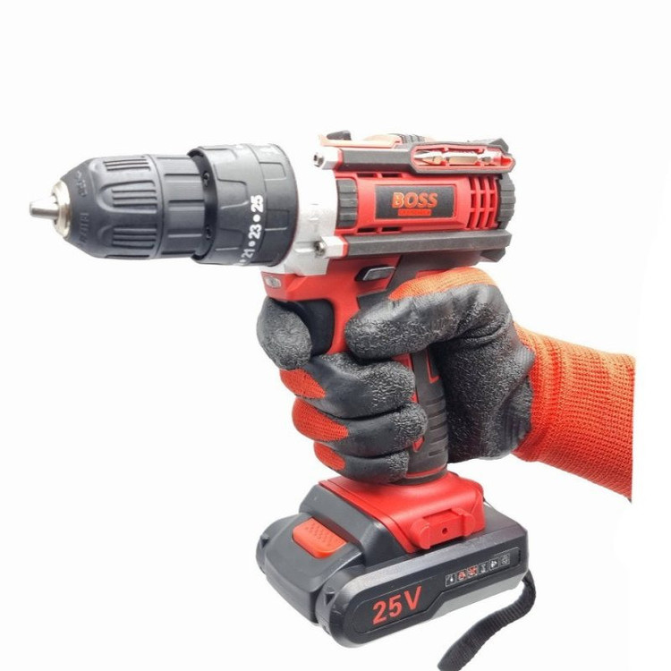 دریل پیچ گوشتی شارژی چکشی باس مدل BOSS-25V مجموعه 29 عددی