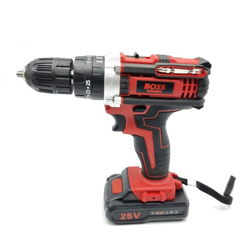 دریل پیچ گوشتی شارژی چکشی باس مدل BOSS-25V مجموعه 29 عددی
