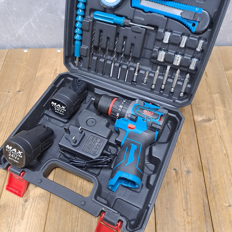 دریل چکشی شارژی صنعتی باس مدل 24V مجموعه 27 عددی