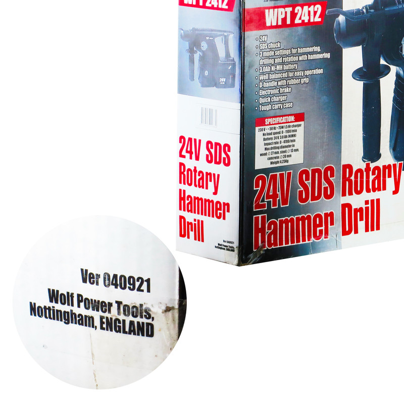 دریل بتن کن شارژی ولف مدل WPT-2412-24v-3.0AH