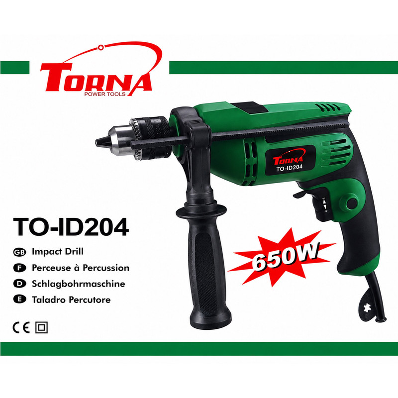 دریل برقی چکشی 13 میلیمتری 650 وات تورنا مدل TO-ID204