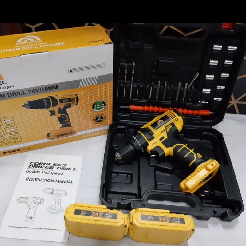 مجموعه 28 عددی دریل پیچ گوشتی چکشی شارژی گریتک مدل KT24IO5 PRO