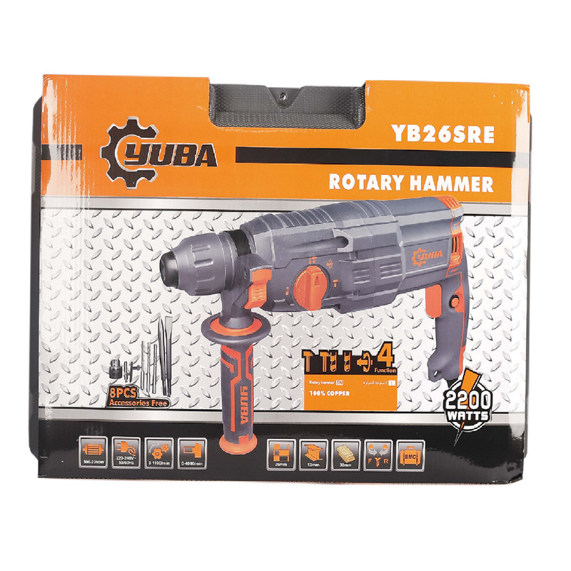 دریل بتن کن یوبا مدل ROTARY_HAMMER مجموعه 8 عددی