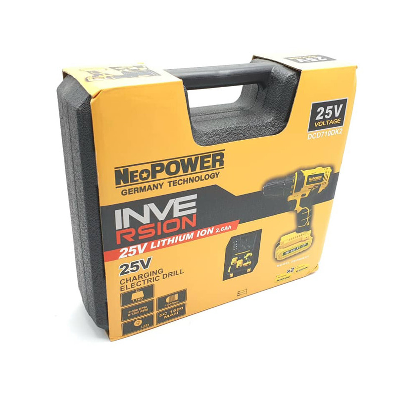 مجموعه 30 عددی دریل پیچ گوشتی شارژی نئوپاور مدل 25V