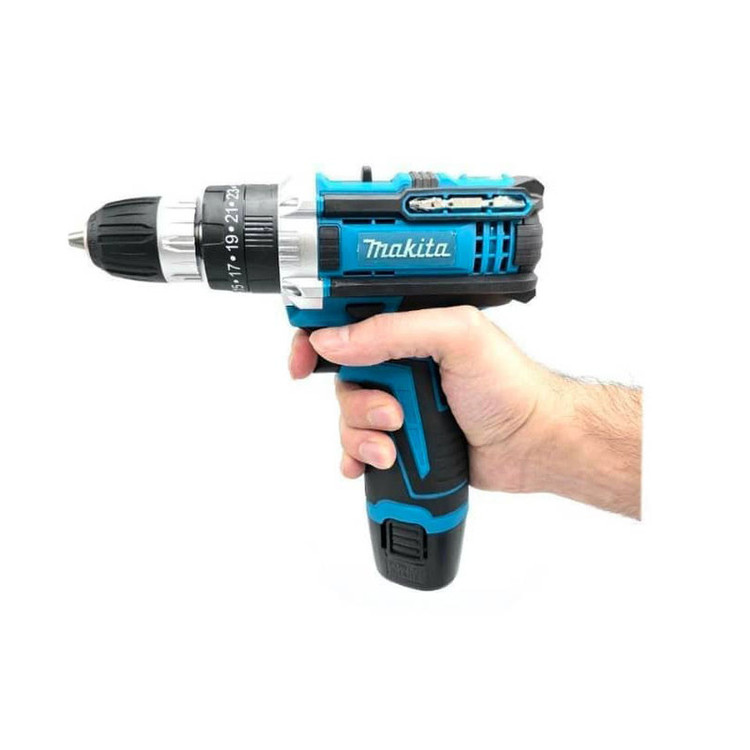 دریل چکشی شارژی سه نظام 10 میلیمتری 18ولت ماکیتا مدل MAK18 مجموعه 32 عددی