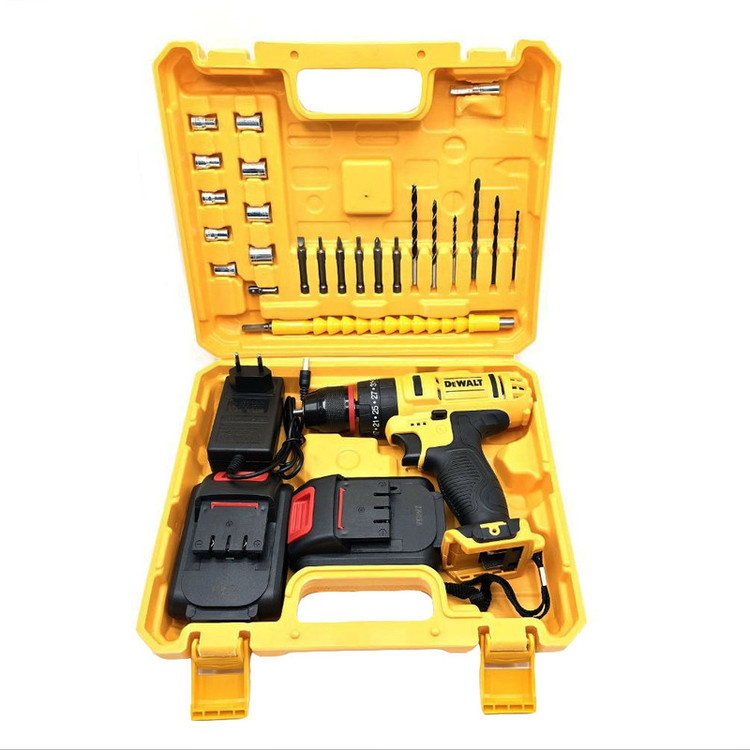 دریل پیچ گوشتی شارژی چکشی مدل DW03 مجموعه 25 عددی