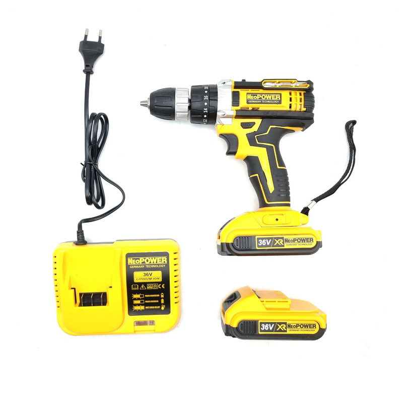مجموعه 30 عددی دریل شارژی چکشی نیو پاور مدل GERMANY_TECHNOLOGY_36V