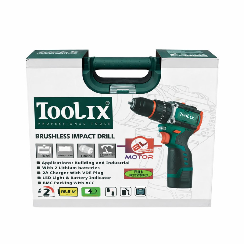 دریل چکشی 10 میلی متری 16.8 ولت تولیکس مدل TX-2418BR