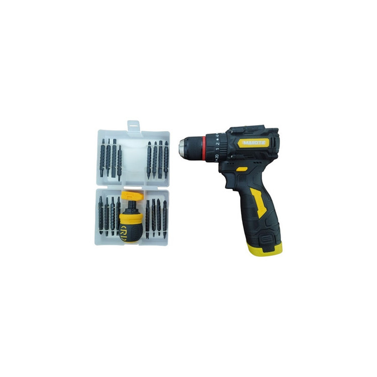 مجموعه 24 عددی دریل پیچ گوشتی شارژی 10میلی متری 1100وات مایوتا مدل MAUOTA-UDC122-D-22