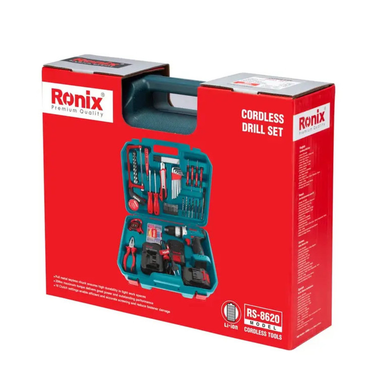 دریل شارژی رونیکس مدل RS-8620 مجموعه 53 عددی
